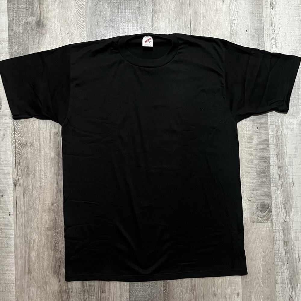 VTG Jerzees Blank Black Solid Essential USA Single Stitch Mens Cotton Blend 2XL